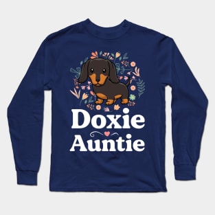 Doxie Auntie Floral Dachshund Shirt Dog Lover Aunt Long Sleeve T-Shirt